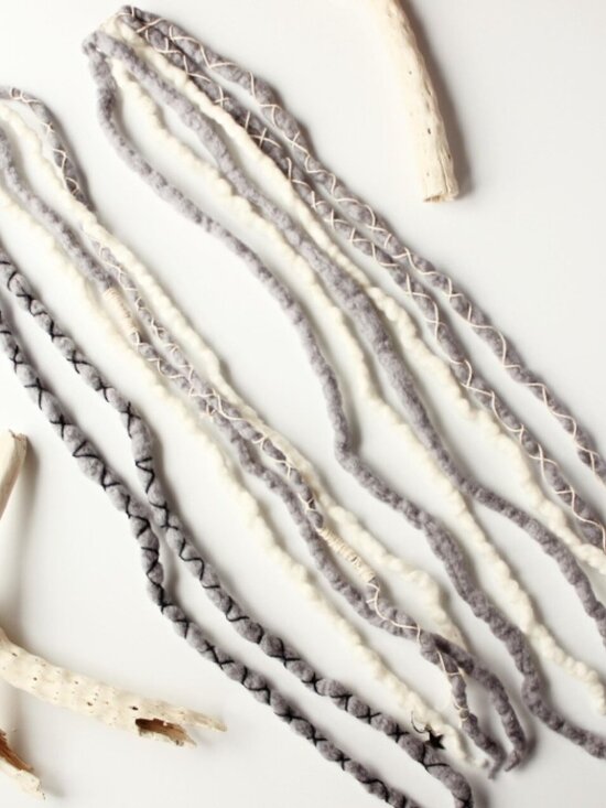 Gray White Merino Wool Clip In Dreadlocks Extensions Handmade Miss Violet Lace main image 6